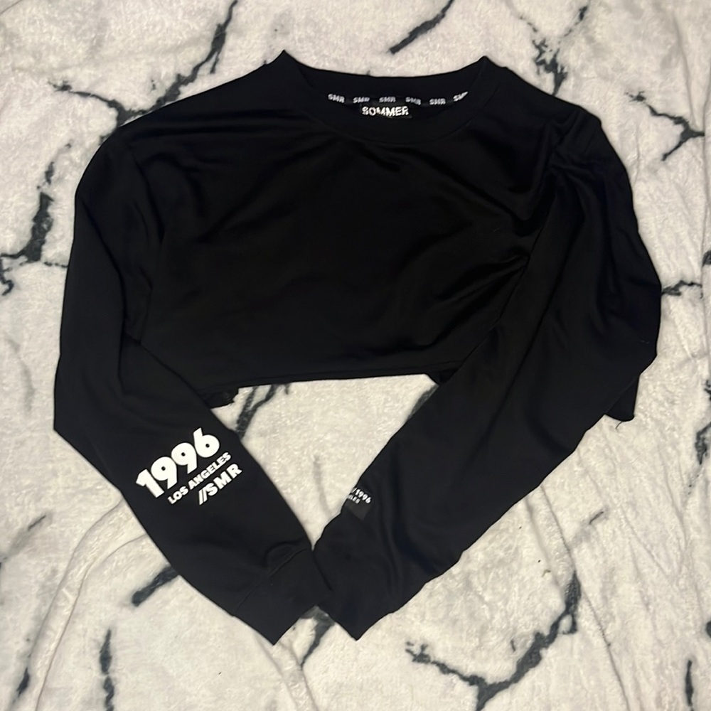 Black long sleeve crop top (S)